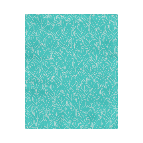 doodle leaf pattern turquoise teal white Duvet Cover 86"x70" ( All-over-print)