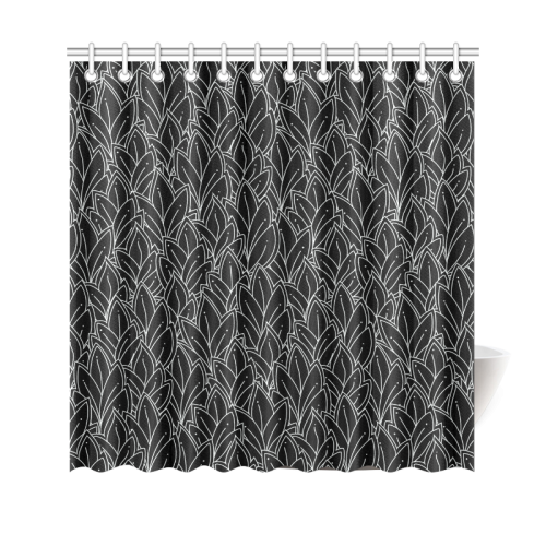 doodle leaf pattern black & white Shower Curtain 69"x70"