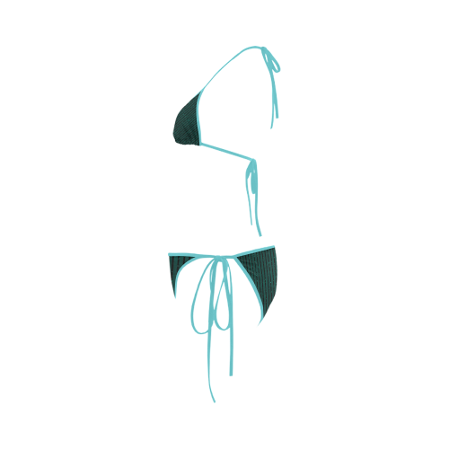 Teal Glitter Stripe Custom Bikini Swimsuit