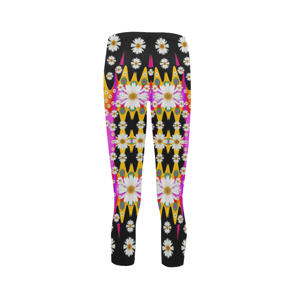 flowers above and under the peaceful sky Capri Legging (Model L02)