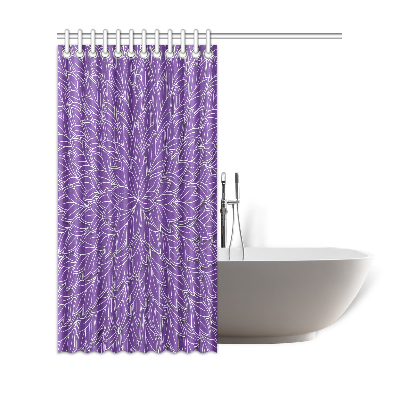 floating leaf pattern royal purple white Shower Curtain 69"x72"