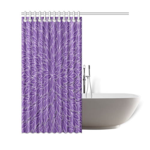 floating leaf pattern royal purple white Shower Curtain 69"x72"