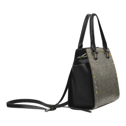 Sepia Glitter Stripe Rivet Shoulder Handbag (Model 1645)