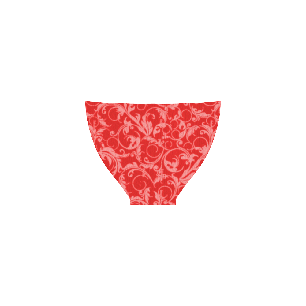 Vintage Swirls Coral Red Custom Bikini Swimsuit