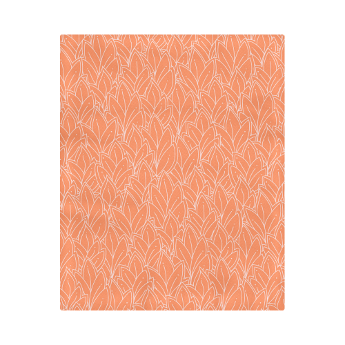 doodle leaf pattern orange white Duvet Cover 86"x70" ( All-over-print)