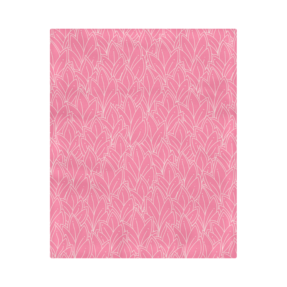 doodle leaf pattern pink white girly Duvet Cover 86"x70" ( All-over-print)