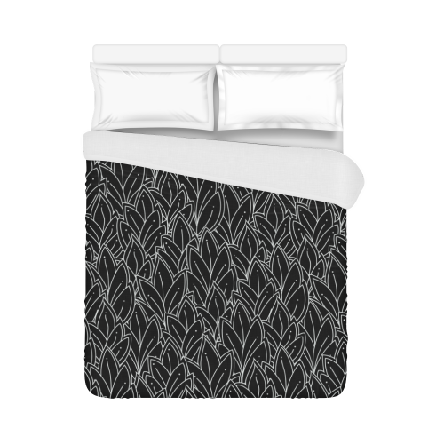 doodle leaf pattern black & white Duvet Cover 86"x70" ( All-over-print)