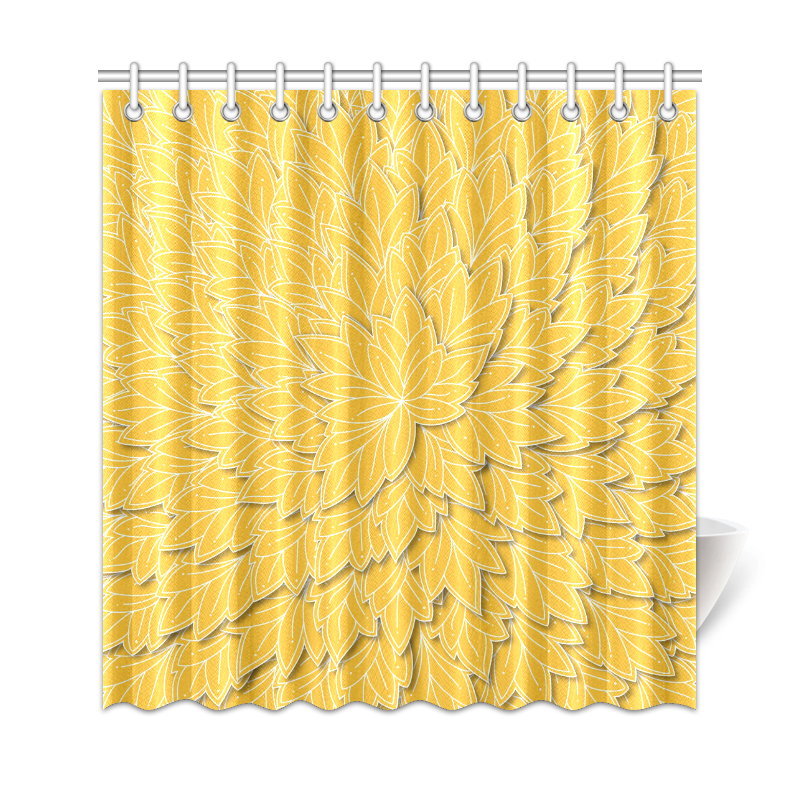 floating leaf pattern sunny yellow white Shower Curtain 69"x72"