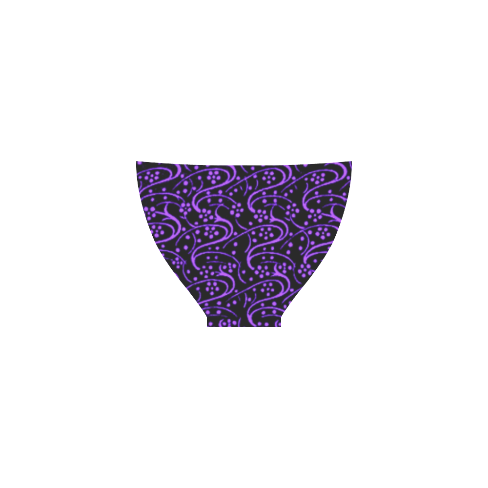 Vintage Swirl Floral Purple Black Custom Bikini Swimsuit