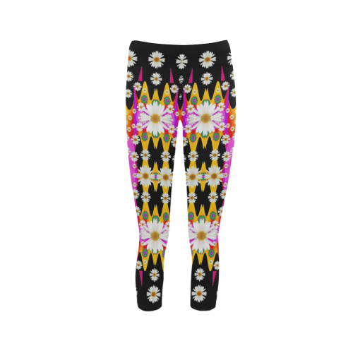 flowers above and under the peaceful sky Capri Legging (Model L02)