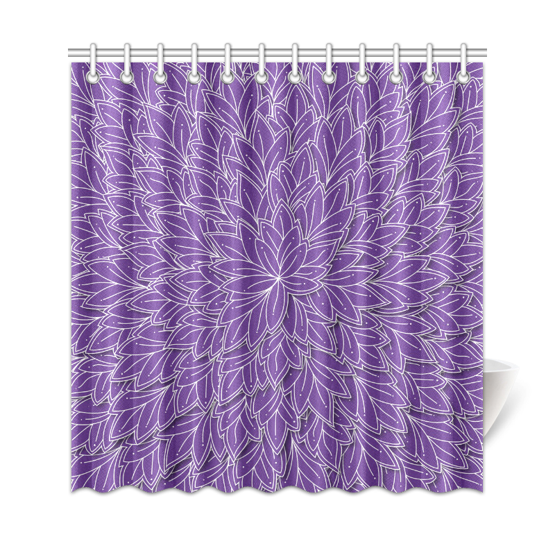 floating leaf pattern royal purple white Shower Curtain 69"x72"
