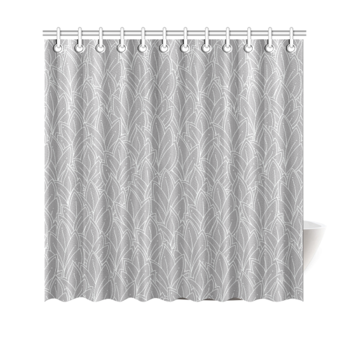 doodle leaf pattern grey & white Shower Curtain 69"x70"
