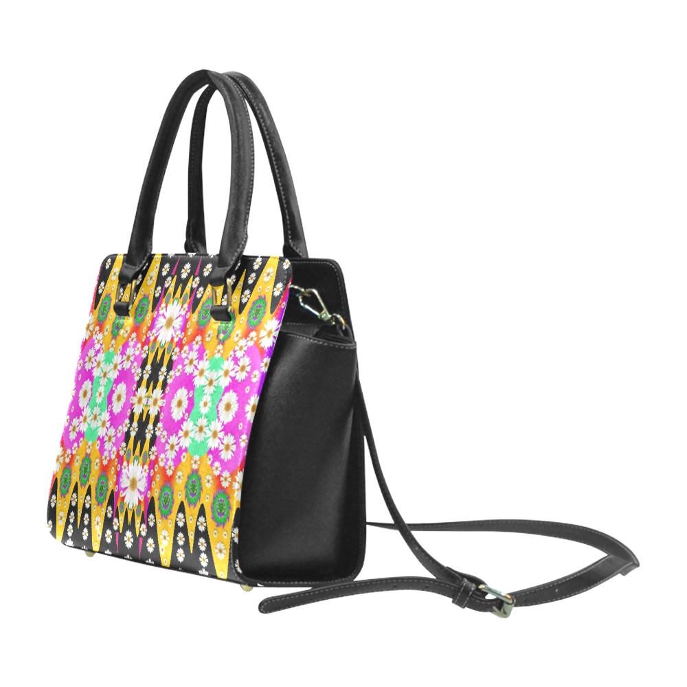 flowers above and under the peaceful sky Classic Shoulder Handbag (Model 1653)