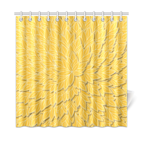 floating leaf pattern sunny yellow white Shower Curtain 72"x72"