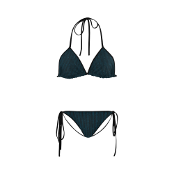 Turquoise Glitter Stripe Custom Bikini Swimsuit