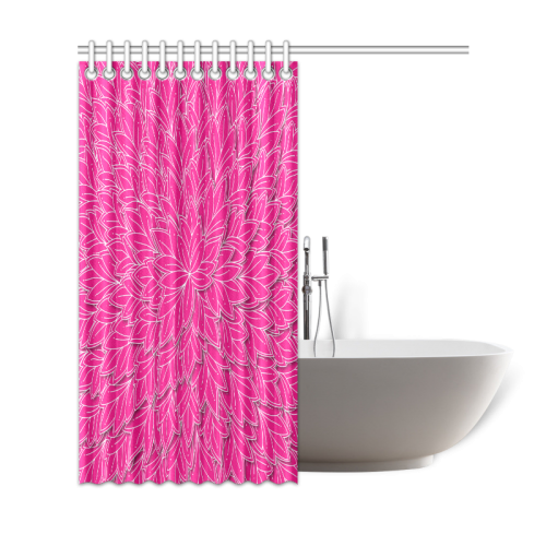 hot pink white floating leaf patttern Shower Curtain 69"x72"