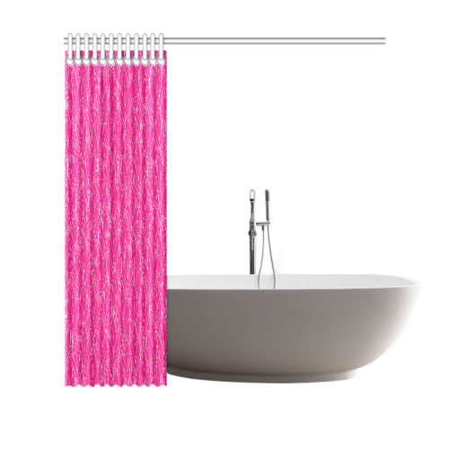 doodle leaf pattern hot pink & white Shower Curtain 69"x70"