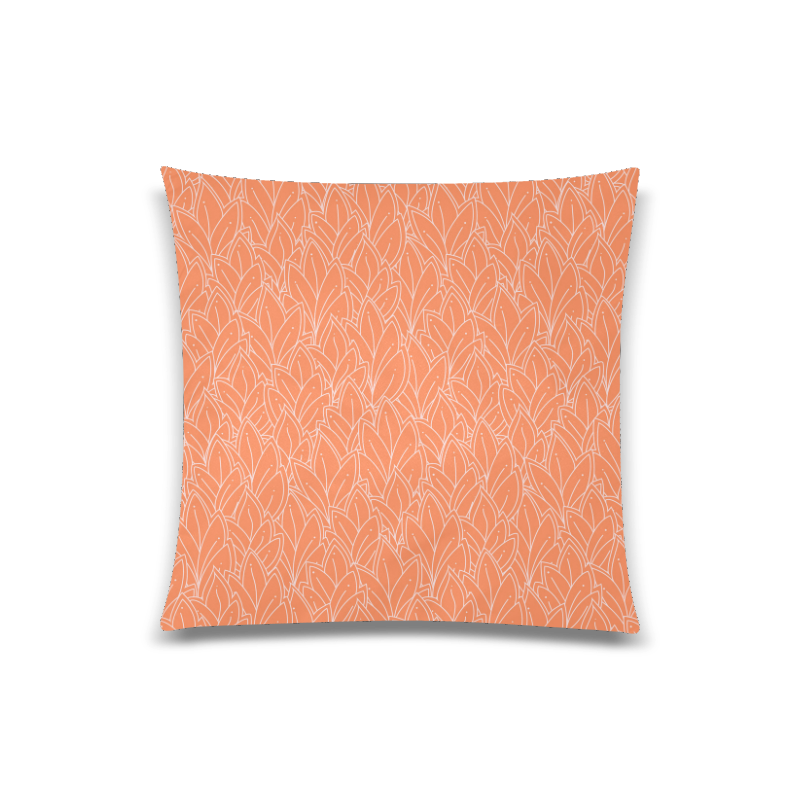doodle leaf pattern orange white Custom Zippered Pillow Case 20"x20"(One Side)