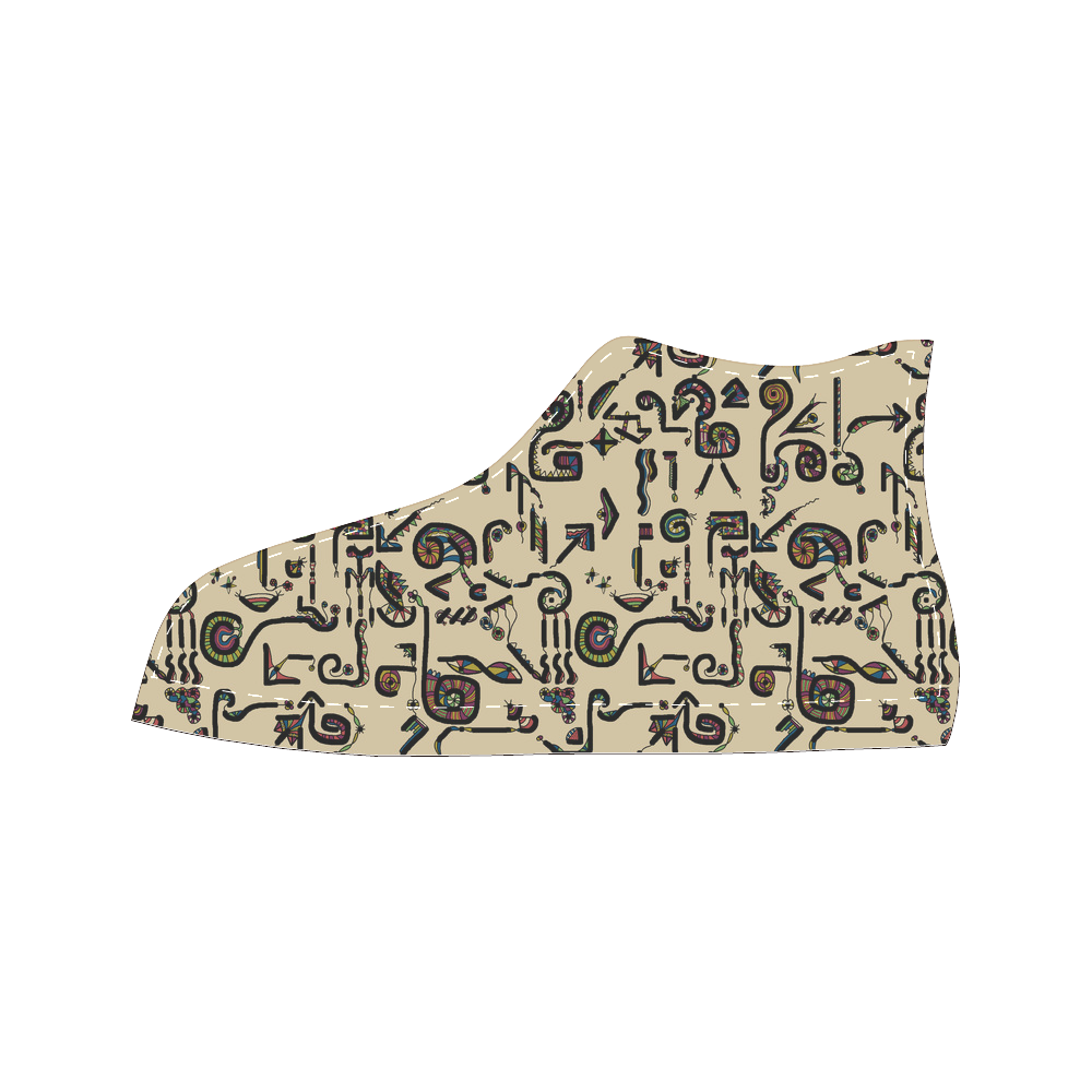 Hieroglyphs Pattern Men’s Classic High Top Canvas Shoes (Model 017)