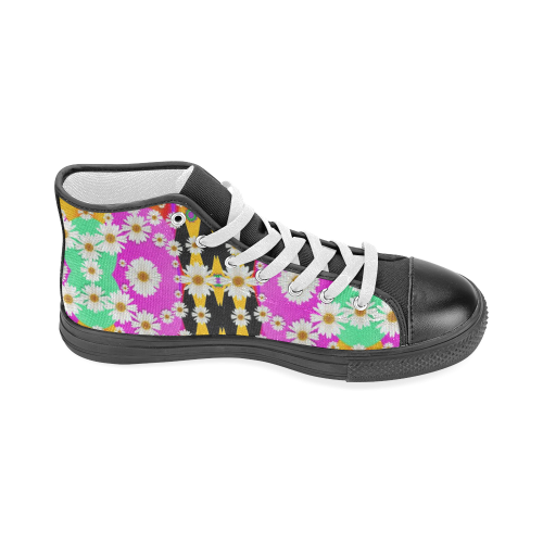 flowers above and under the peaceful sky Men’s Classic High Top Canvas Shoes (Model 017)
