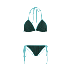 Teal Glitter Stripe Custom Bikini Swimsuit