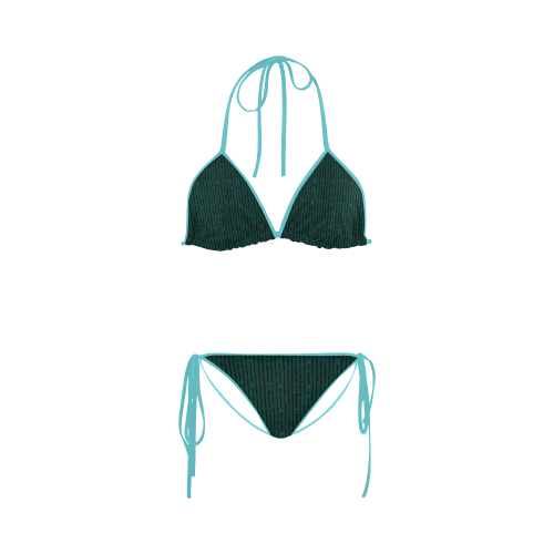 Teal Glitter Stripe Custom Bikini Swimsuit