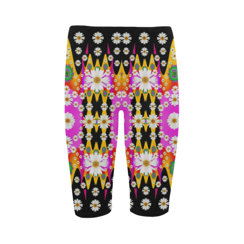 flowers above and under the peaceful sky Hestia Cropped Leggings (Model L03)