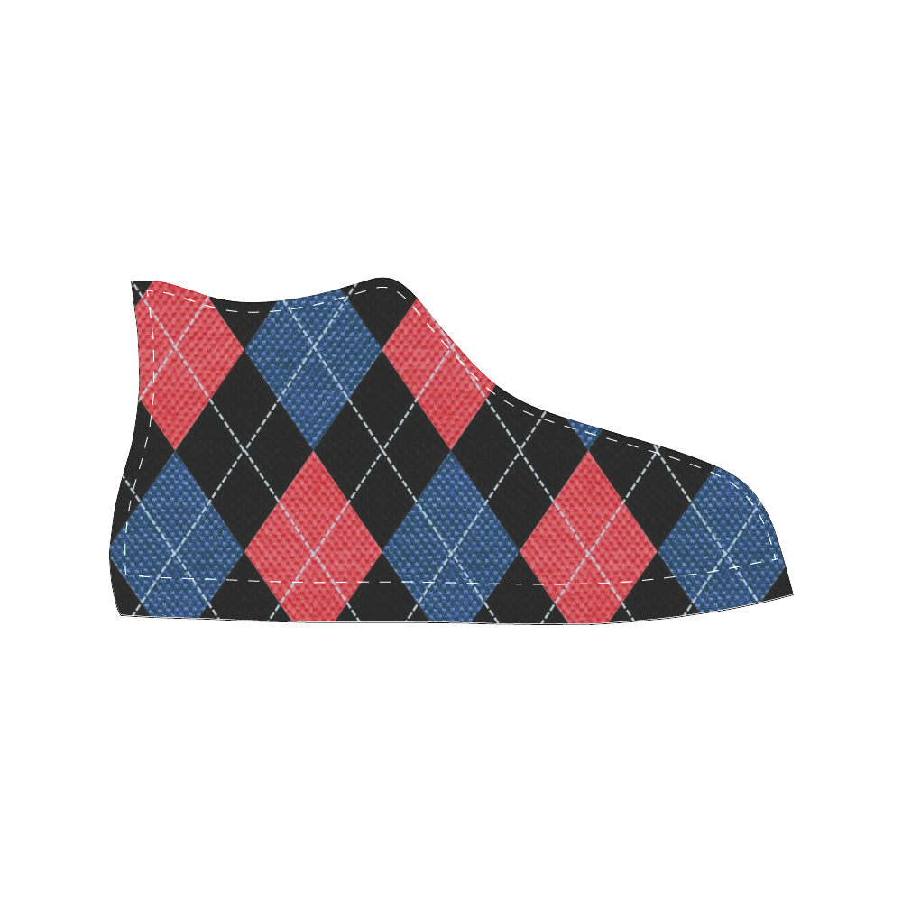 ARGYLE RED AND BLUE Women's Classic High Top Canvas Shoes (Model 017)
