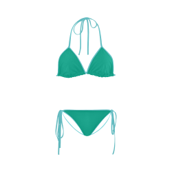 Peacock Green Color Accent Custom Bikini Swimsuit