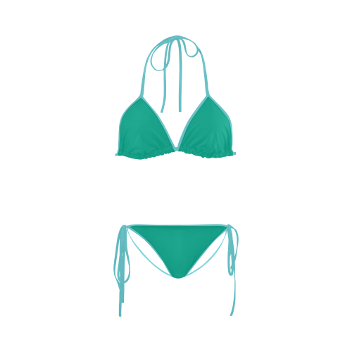 Peacock Green Color Accent Custom Bikini Swimsuit