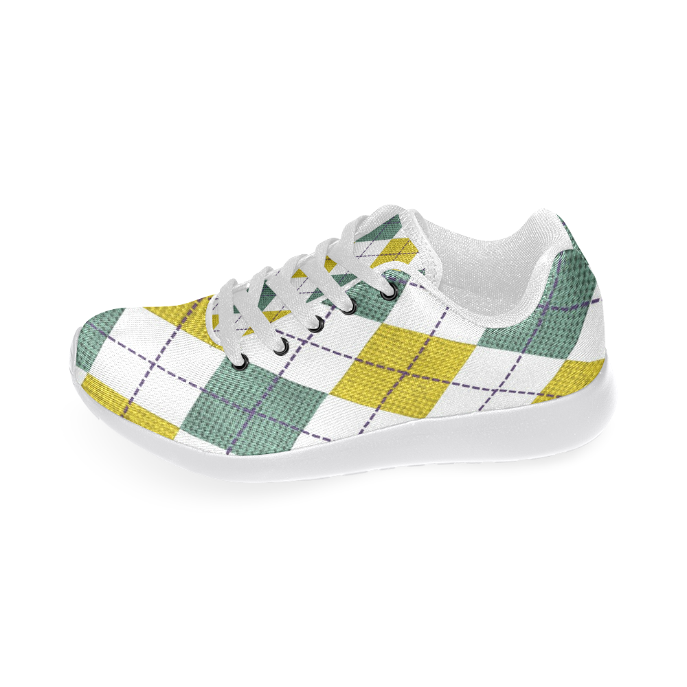 ARGYLE GOLD AND GREEN Women’s Running Shoes (Model 020)