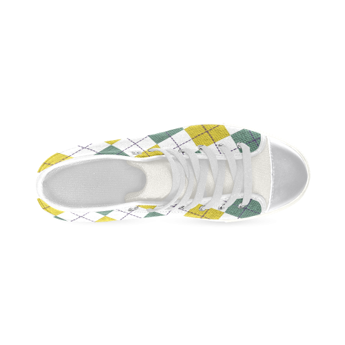 ARGYLE GOLD AND GREEN Women's Classic High Top Canvas Shoes (Model 017)