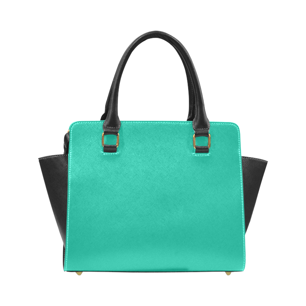 Peacock Green Color Accent Rivet Shoulder Handbag (Model 1645)