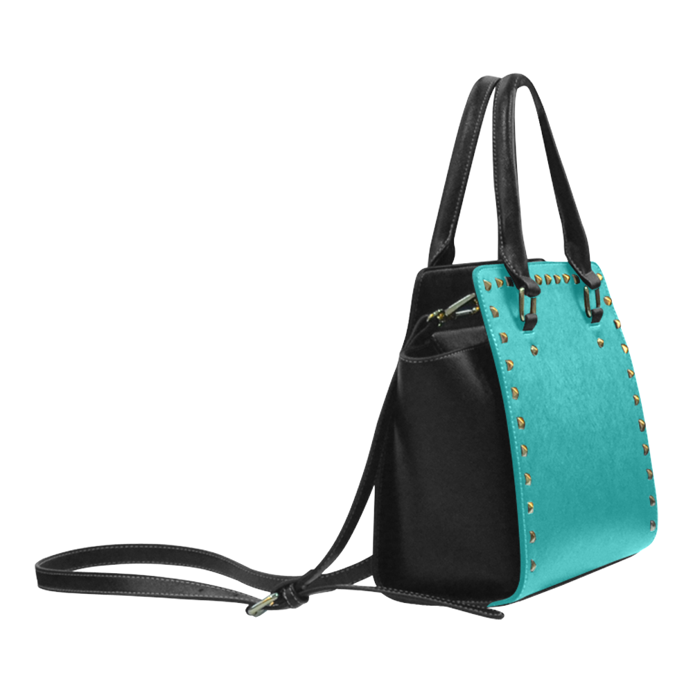 Lapis Color Accent Rivet Shoulder Handbag (Model 1645)