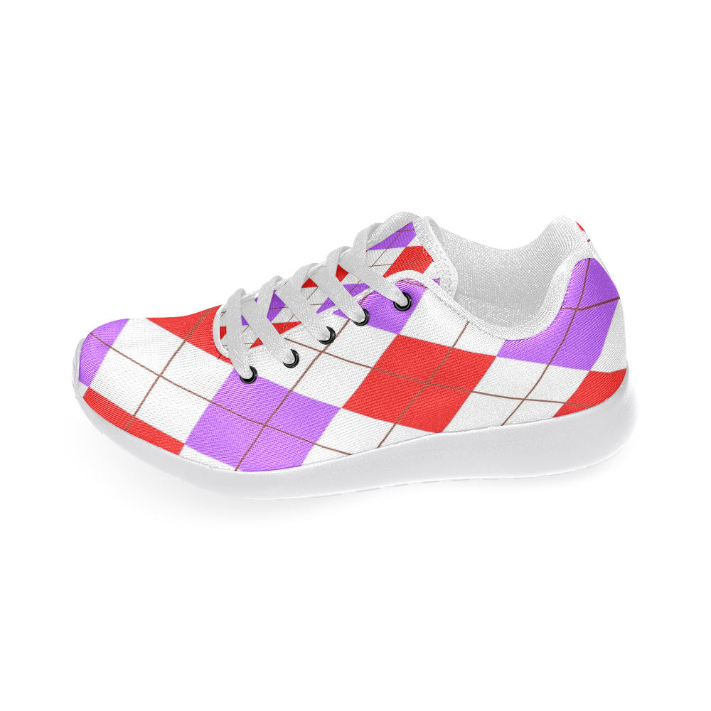 ARGYLE RED AND PURPLE Men’s Running Shoes (Model 020)