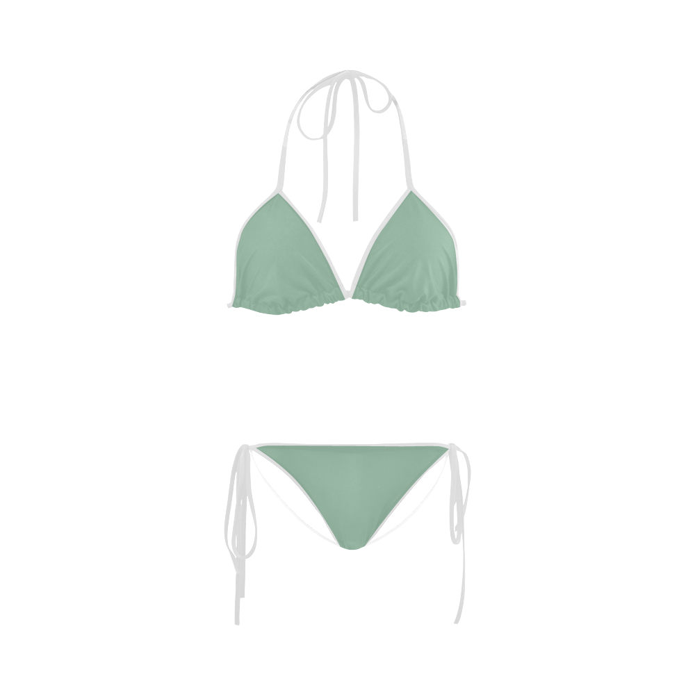 Grayed Jade Color Accent Custom Bikini Swimsuit