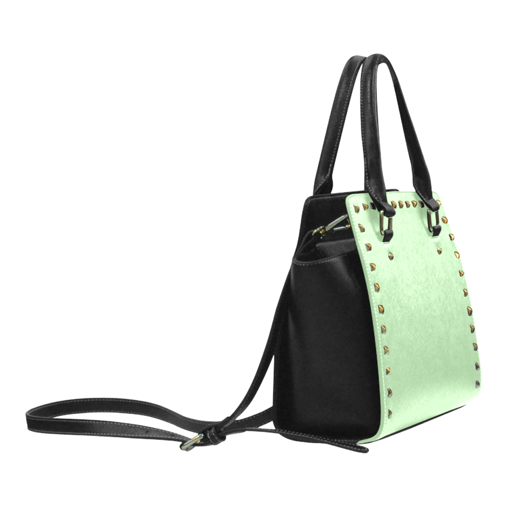 Pistachio Color Accent Rivet Shoulder Handbag (Model 1645)