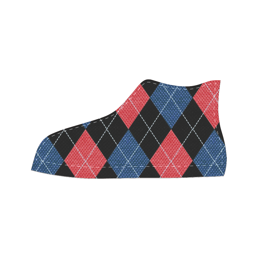 ARGYLE RED AND BLUE Women's Classic High Top Canvas Shoes (Model 017)