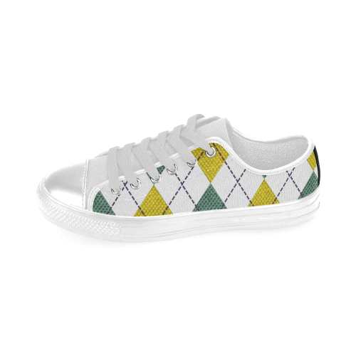 ARGYLE GOLD AND GREEN Men's Classic Canvas Shoes (Model 018)