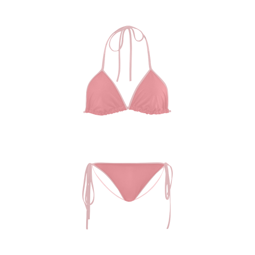 Flamingo Pink Color Accent Custom Bikini Swimsuit