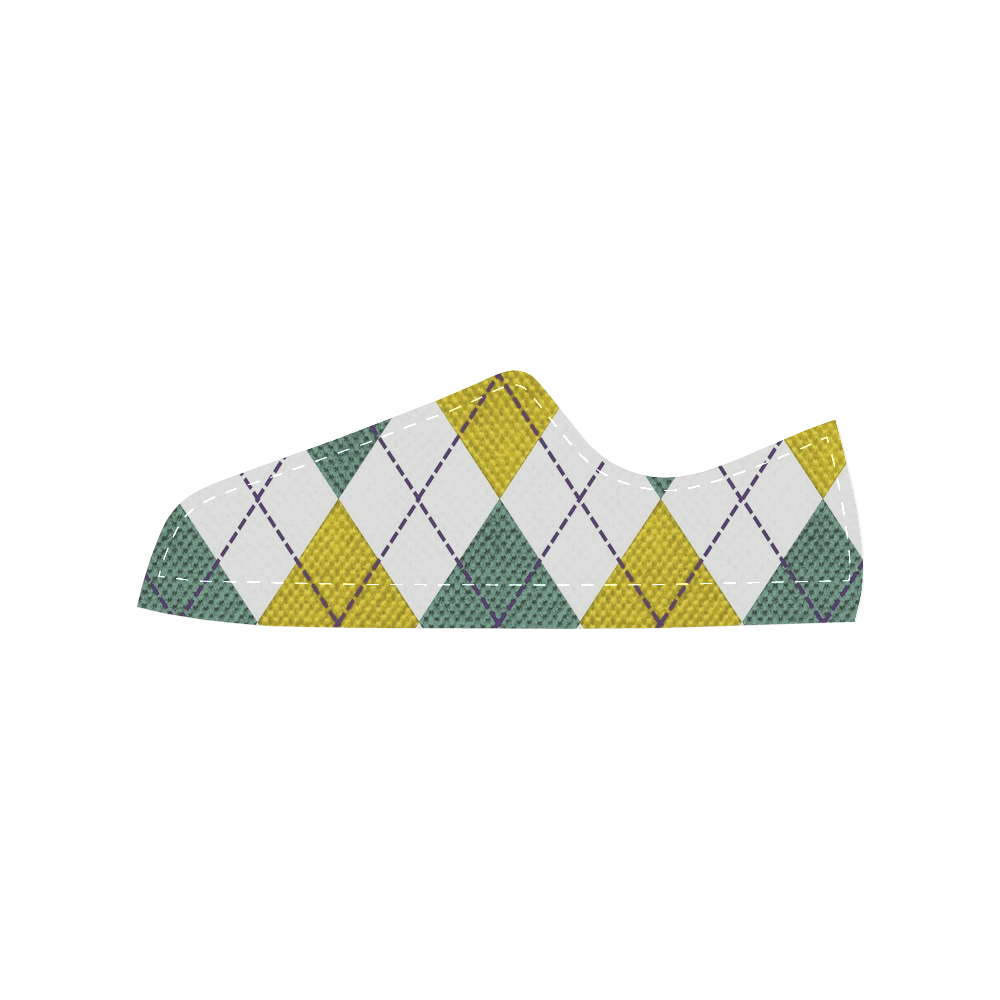 ARGYLE GOLD AND GREEN Men's Classic Canvas Shoes (Model 018)