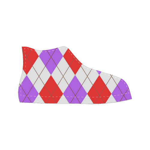 ARGYLE RED AND PURPLE Men’s Classic High Top Canvas Shoes (Model 017)