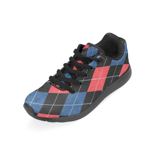 ARGYLE RED AND BLUE Men’s Running Shoes (Model 020)