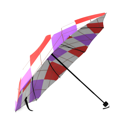 ARGYLE RED AND PURPLE Foldable Umbrella (Model U01)