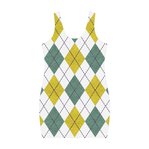 ARGYLE GOLD AND GREEN Medea Vest Dress (Model D06)