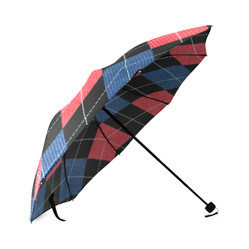 ARGYLE RED AND BLUE Foldable Umbrella (Model U01)
