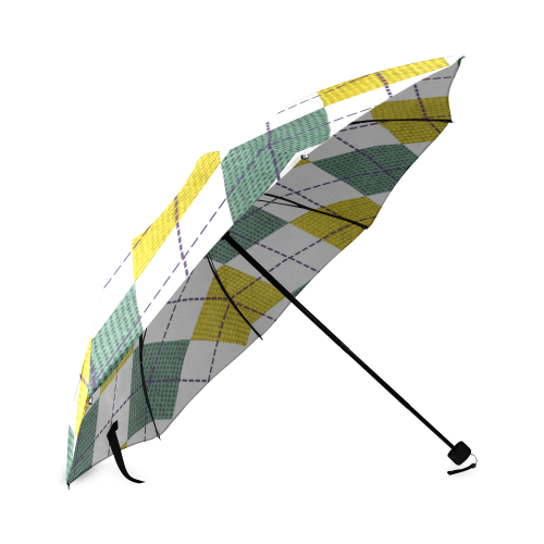 ARGYLE GOLD AND GREEN Foldable Umbrella (Model U01)