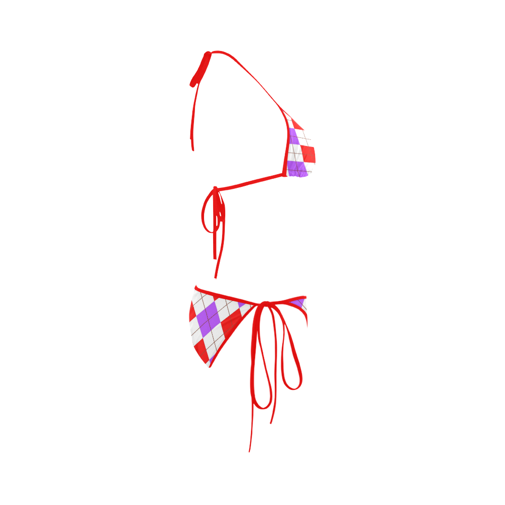 ARGYLE RED AND PURPLE Custom Bikini Swimsuit