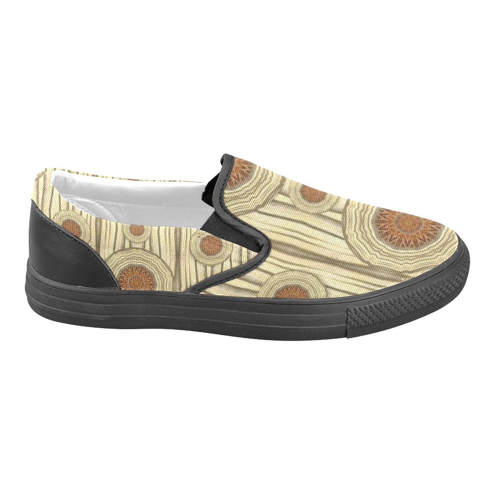 Decorative wood Women's Unusual Slip-on Canvas Shoes (Model 019)