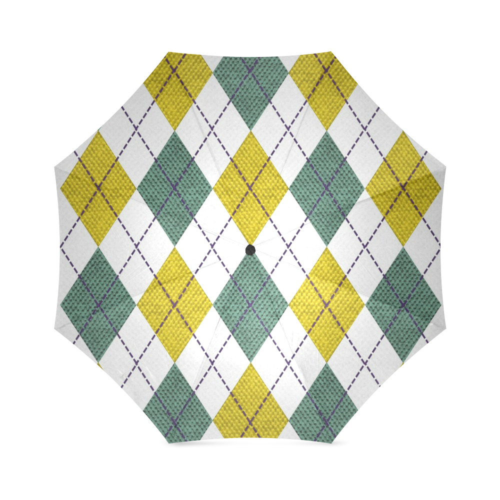 ARGYLE GOLD AND GREEN Foldable Umbrella (Model U01)